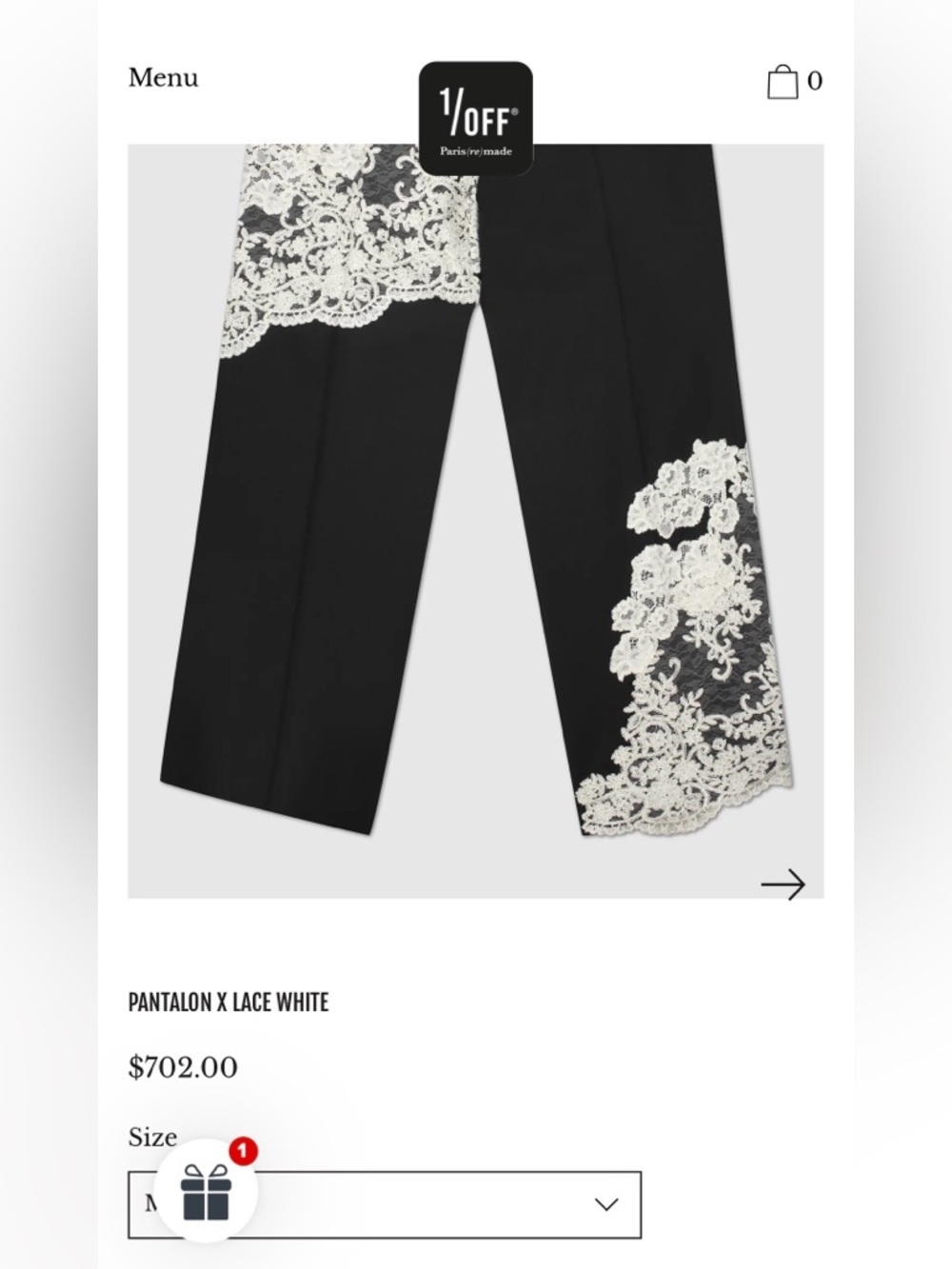 1/OFF PARIS (RE)MADE The Pantalon X Lace Designer Upcycled Size Large VGUC - Picture 12 of 12